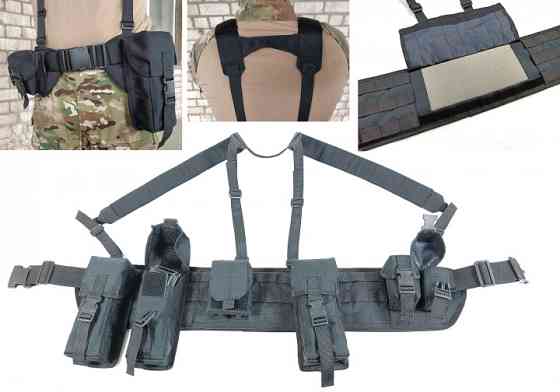 Розвантажувальний пояс тактичний (РПС) з комплектом підсумків (5 шт) Palianytsia Advanced чорний Коломия