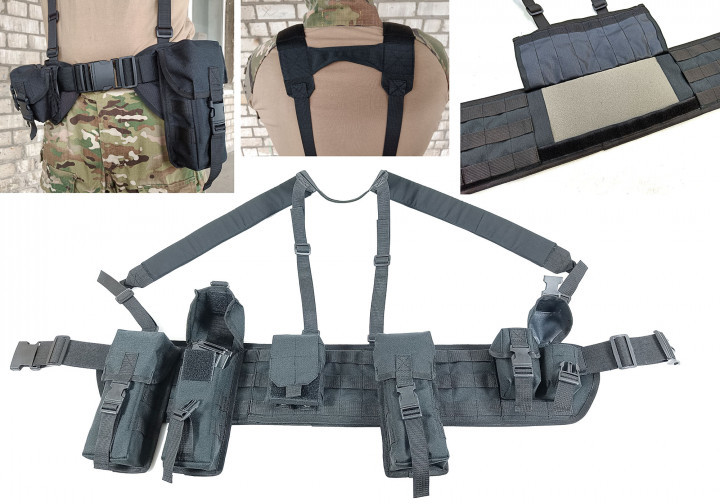 Розвантажувальний пояс тактичний (РПС) з комплектом підсумків (5 шт) Palianytsia Advanced чорний Коломия - фото 1