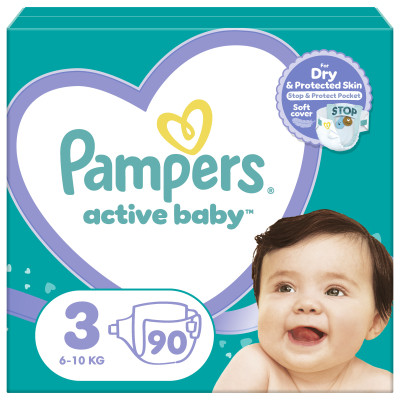 Подгузники Pampers Active Baby Mid Размер 3 (6-10 кг) 90 ш (8001090949455) Винница - изображение 1