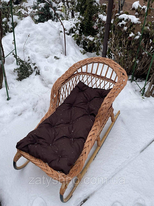 Санки  из лозы с коричневой подушкой Киев - изображение 2