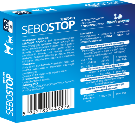 Sebostop Spot-on капли против себореи (Себостоп) для собак и кошек упаковка №5 пипеток по 2 мл Eurowet Винница
