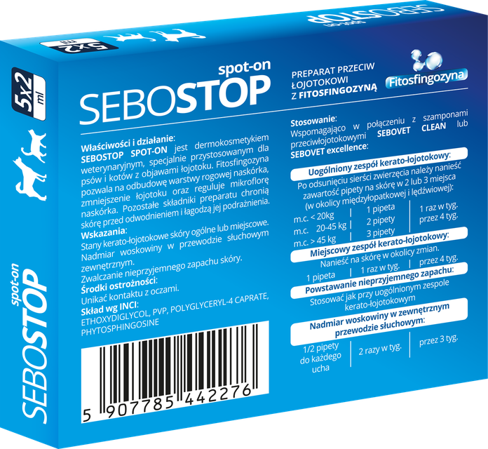 Sebostop Spot-on капли против себореи (Себостоп) для собак и кошек упаковка №5 пипеток по 2 мл Eurowet Винница - изображение 2