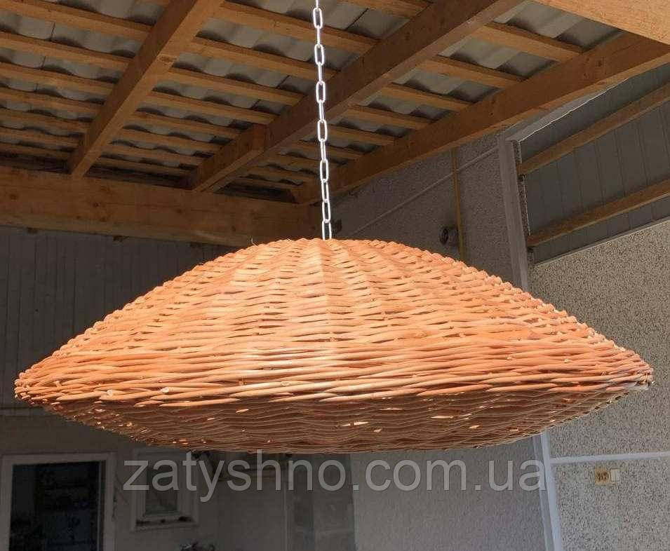 Кругла велика плетена люстра з плафоном Київ - фото 3