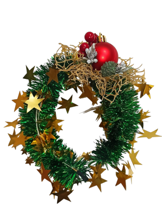 Новогодний обруч для волос с мишуры с игрушкой one size разноцветный ручная работа красный Киев