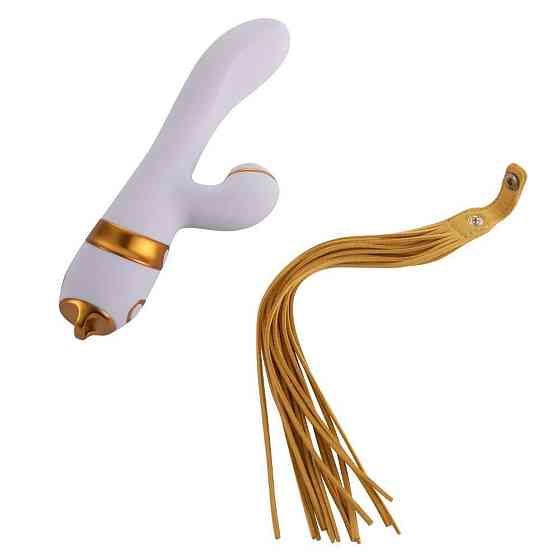 Вібратор-кролик з пульсацією та флогером LOCKINK SEVANDA Whip Vibrating Massage Wand, біло-золотий Sex Aura Київ