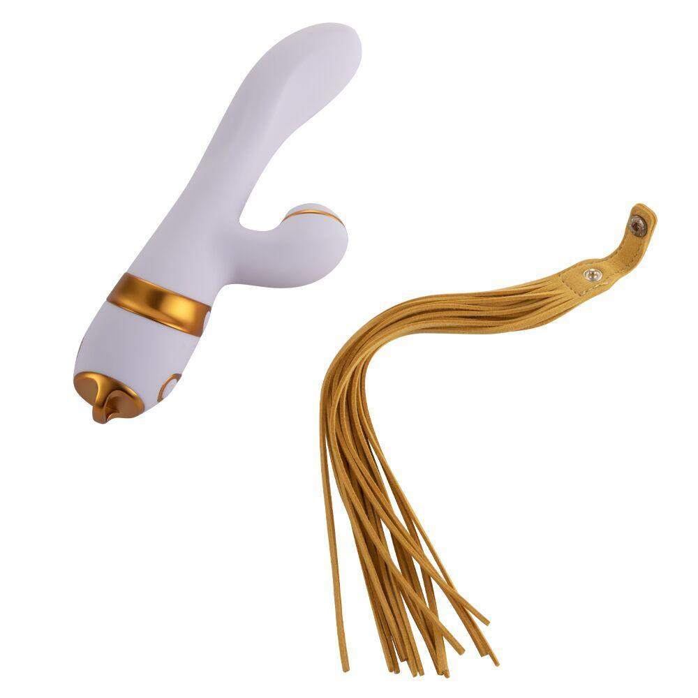 Вібратор-кролик з пульсацією та флогером LOCKINK SEVANDA Whip Vibrating Massage Wand, біло-золотий Sex Aura Київ - фото 6