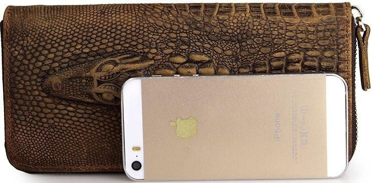 Чоловік клатч Vintage 14462 шкіра під крокодила Коричневий Київ - фото 8