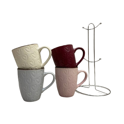 Набір чашок Heart 4 предмети 350мл на металевій стійці 021-04-09 S&T Житомир - фото 5