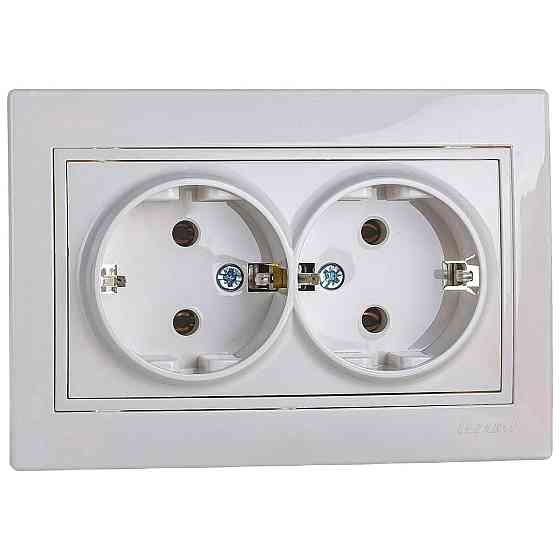 MIRA Розетка подвійна із заземленням білий з білою вставкою Lezard Харків