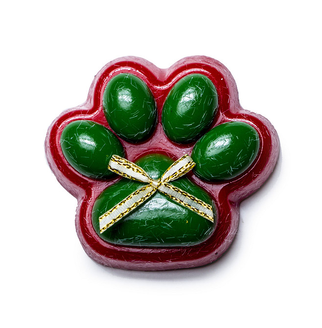 Іграшка-антистрес Сквіш ТапоЛапка Лапка Новорічна з ворсинками зелено-червона Одеса - фото 1