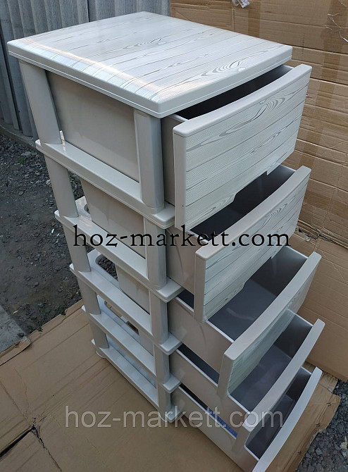 Комод пластиковый тумбочка на 5 ящиков с рисунком под дерево светлый Харьков - изображение 5