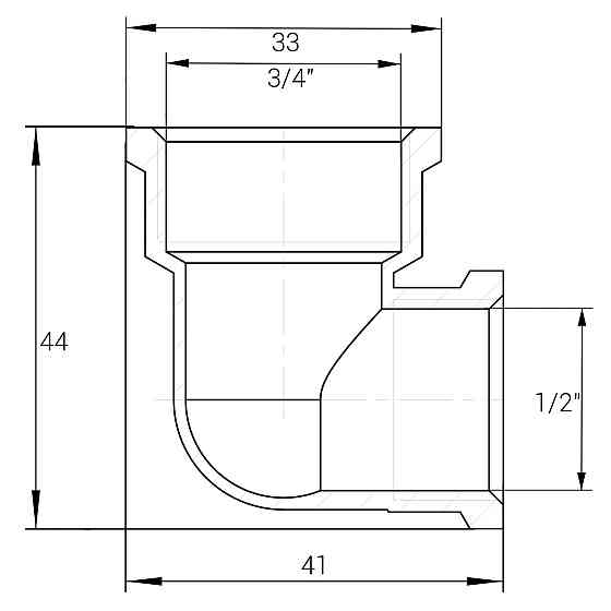 Уголок редукционный никелированный 3/4″ВР х 1/2″ВР штампованный А0112А(нк) VA (000027729) Киев