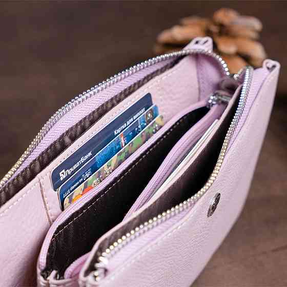 Вместительный клатч на два отделения женский Лиловый (ST Leather) Киев