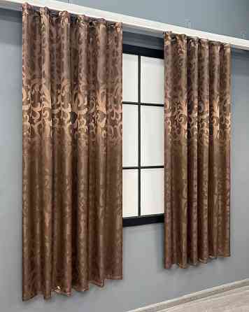 Комплект коротких штор VR-Textil Жакард Вензель № 478ш Світло-коричневий 130х170 см 2 шт (35-0407) Київ