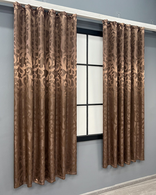 Комплект коротких штор VR-Textil Жакард Вензель № 478ш Світло-коричневий 130х170 см 2 шт (35-0407) Київ - фото 3