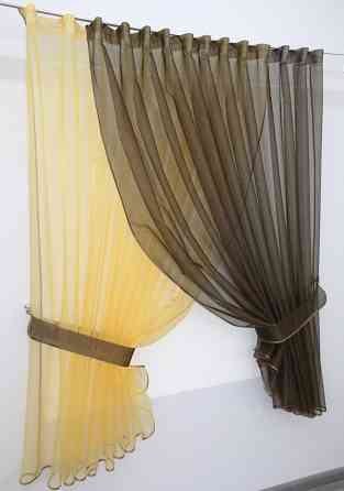 Кухонные шторки VR-Textil № 101к с подвязками золотистый с венге 345х170 см (52-0421) Киев