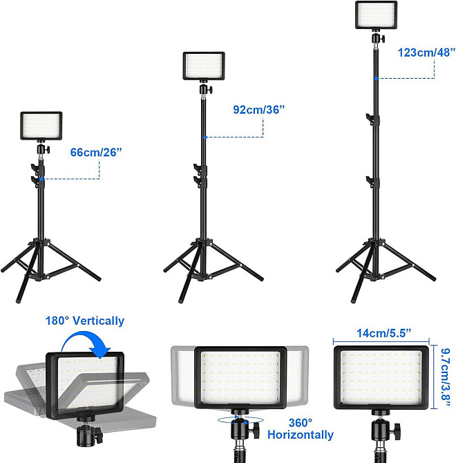 LED свет для фото видео, комплект 2 шт 5600K со штативами цветными фильтрами для стриминга видеозаписи YouTube Киев - изображение 3