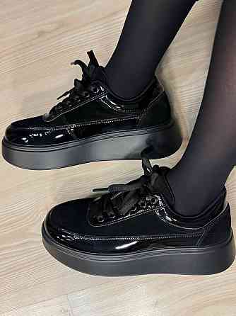 Кеды женские Hengji 536-9 комбинированные из замши и лаковой кожи на платформе черные, 36, 23,5 см Киев