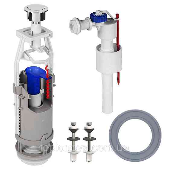 Комплект арматури для зливного бачка з бічною поданням води 1/2" й одним режимом зливання СТОП АБк-05 Чернівці