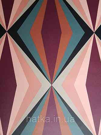 Шпалери вінілові на флізелін Petite Fleur 4 Rasch Texti 288697 на синьому тлі червоні птиці бірюзові квіти Київ