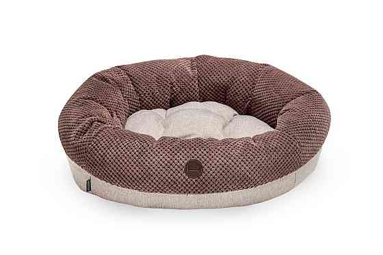 Лежанка для собак і котів овальна Harley and Cho, круглий лежак для тварин Bagel Brown Одеса