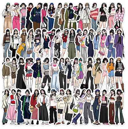 Набор виниловых стикеров с иллюстрированными девушками, 65 шт, 3–5 см Киев