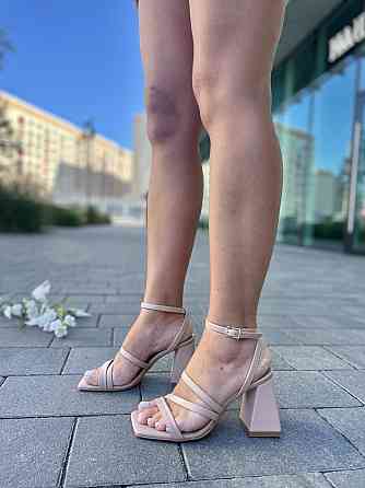 SANTINI Босоніжки жіночі бежеві шкіряні SANTINI 807381-14 літні на підборах / Зручне літнє взут Коломыя