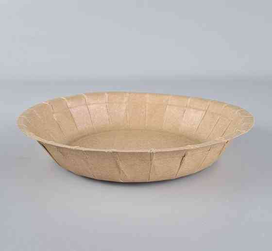 Тарілка з харчового картону 600 мл Крафт D20 см h3.5 см (25 шт.) Харків