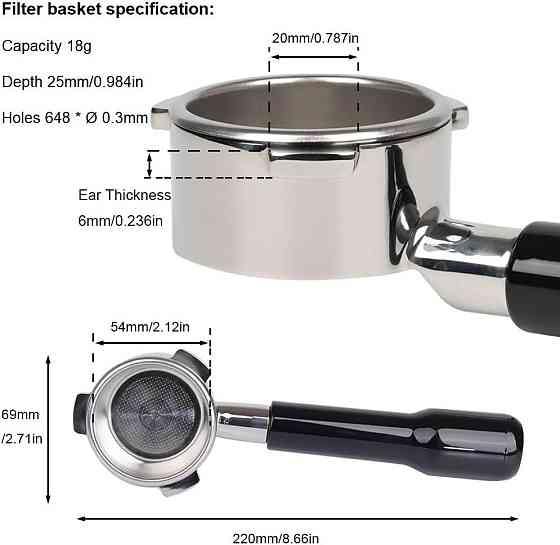 Портафільтр без дна 54 мм для кавомашин Sage/Breville Barista Series 870/878/880, холдер для еспресо Київ
