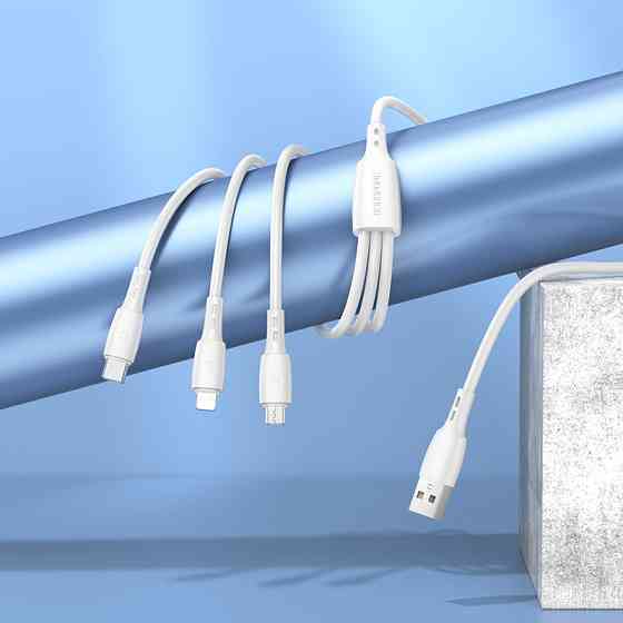 Кабель BOROFONE BX71 3-in-1 charging cable (iP+Micro+Type-C) White Одеса