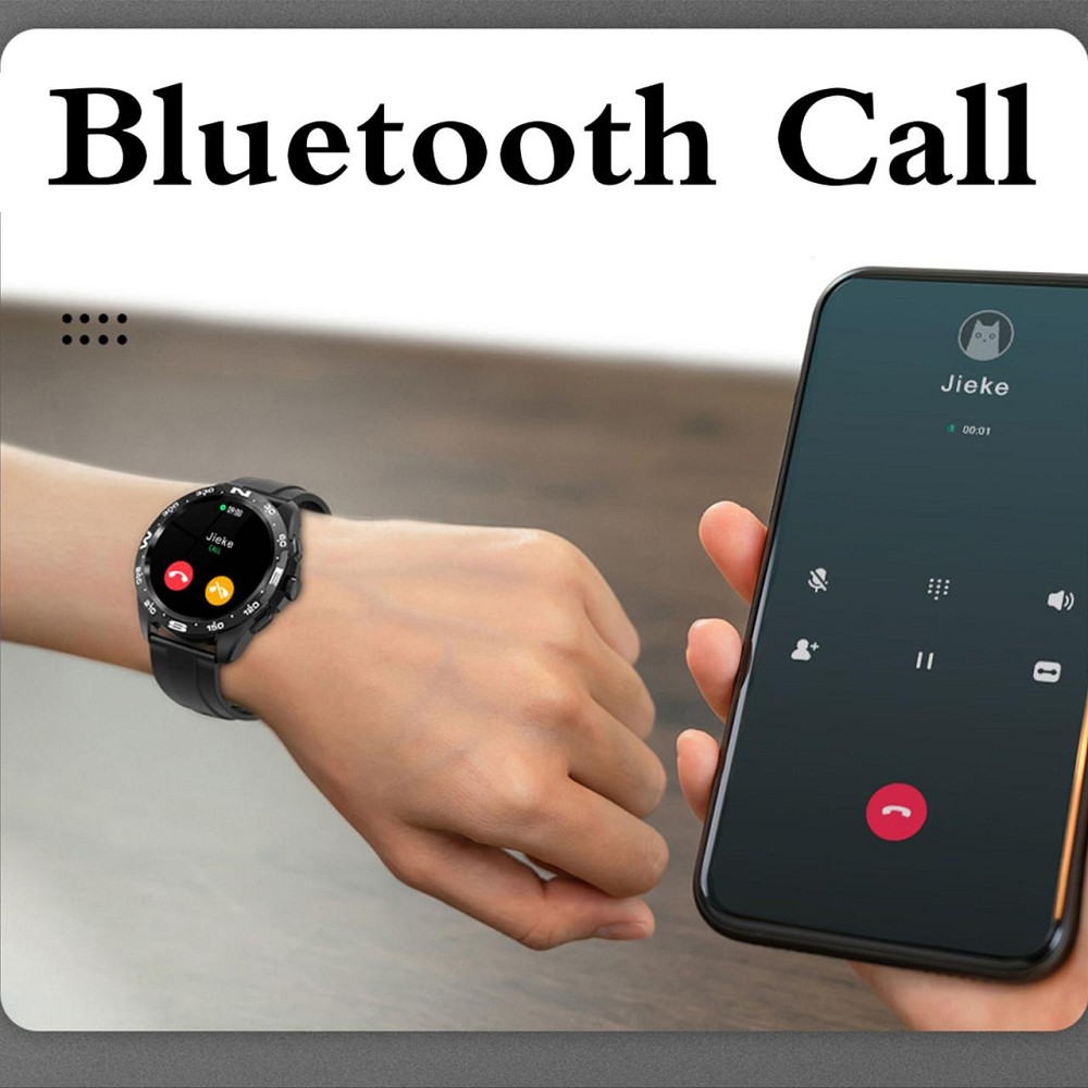 Розумний смарт-годинник i39 з Bluetooth-дзвінками, класичний круглий екран 1.28" та чорний шкіряний ремінець Київ - фото 6