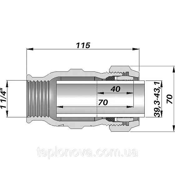 Соединение прямое зажимное с внутренней резьбой DN32(39,3-43,1 мм) х 1 1/4″ IK AGAflex Черновцы