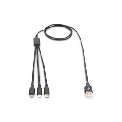 Дата кабель USB 2.0 AM to Lightning + Micro 5P + USB-C 1.0m charge only Digitus (AK-300160-010-S) Вінниця