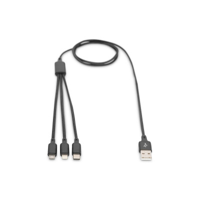 Дата кабель USB 2.0 AM to Lightning + Micro 5P + USB-C 1.0m charge only Digitus (AK-300160-010-S) Вінниця - фото 5