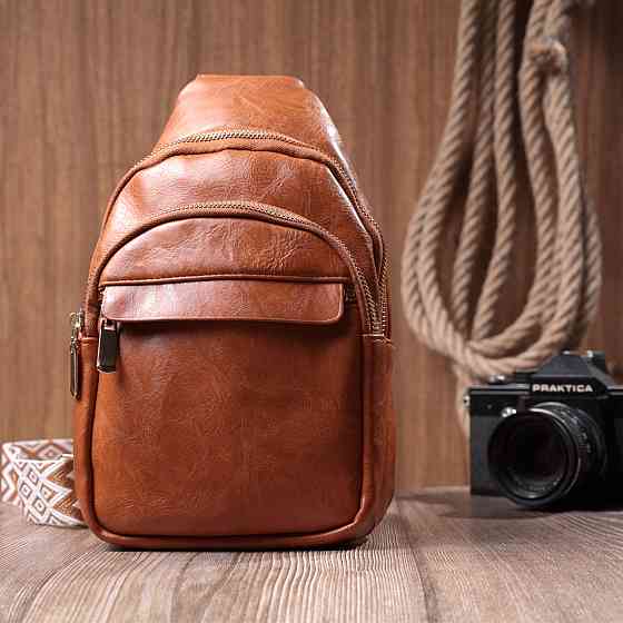 Невелика жіноча сумка з однією лямкою через плече з гладкої екошкіри Рудий (Vintage) Київ