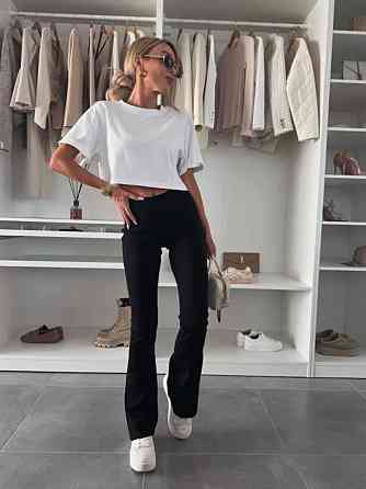 Жіночі базові штани-кльош рубчик мустанг Чорний, 46/48 Одеса