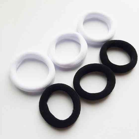 Набір резинок для волосся 0108-424, 6 штук, чорний та білий Вінниця