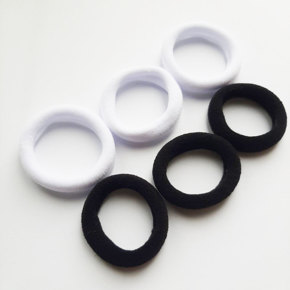 Набір резинок для волосся 0108-424, 6 штук, чорний та білий Вінниця - фото 2