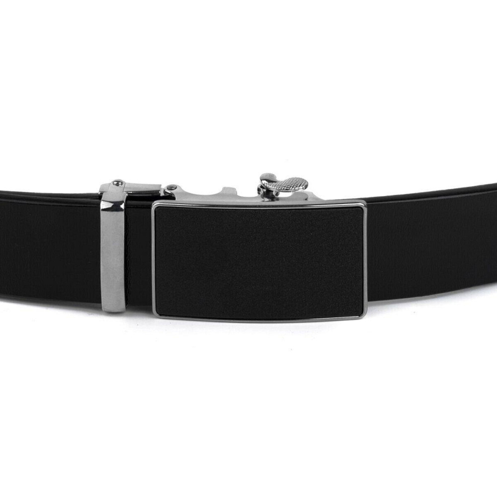 Ремень мужской c серебристой пряжкой с черной вставкой Vintage 20328 Черный Киев - изображение 4