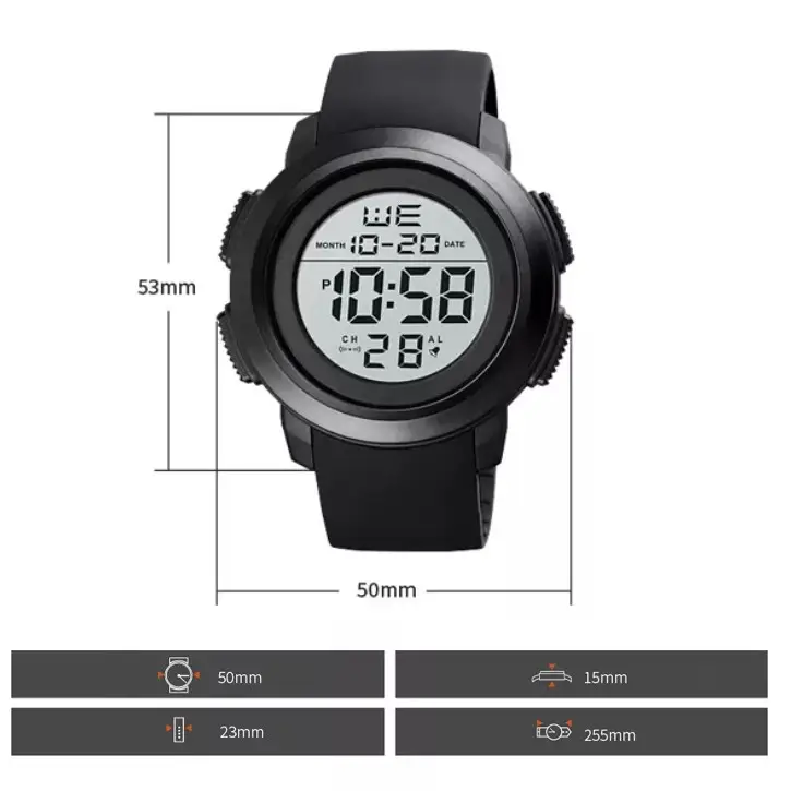 Спортивний чоловічий годинник Skmei 1719 (Чорний з білим) Вінниця - фото 6