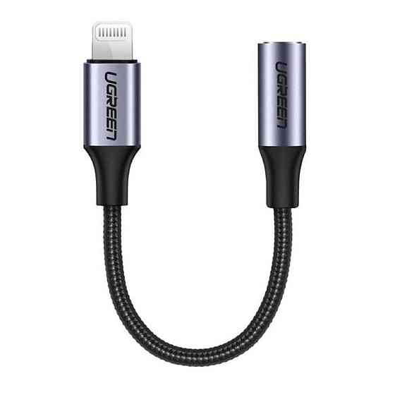Переходник для аудио аудиоадаптер UGREEN US211 Lightning M/F Round Cable Aluminum Shell with Braided 10cm Одесса