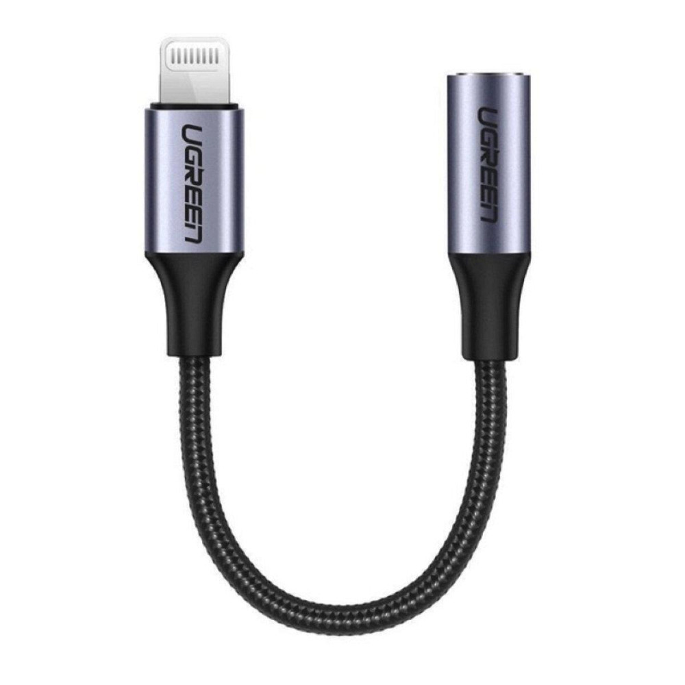 Переходник для аудио аудиоадаптер UGREEN US211 Lightning M/F Round Cable Aluminum Shell with Braided 10cm Одесса - изображение 1