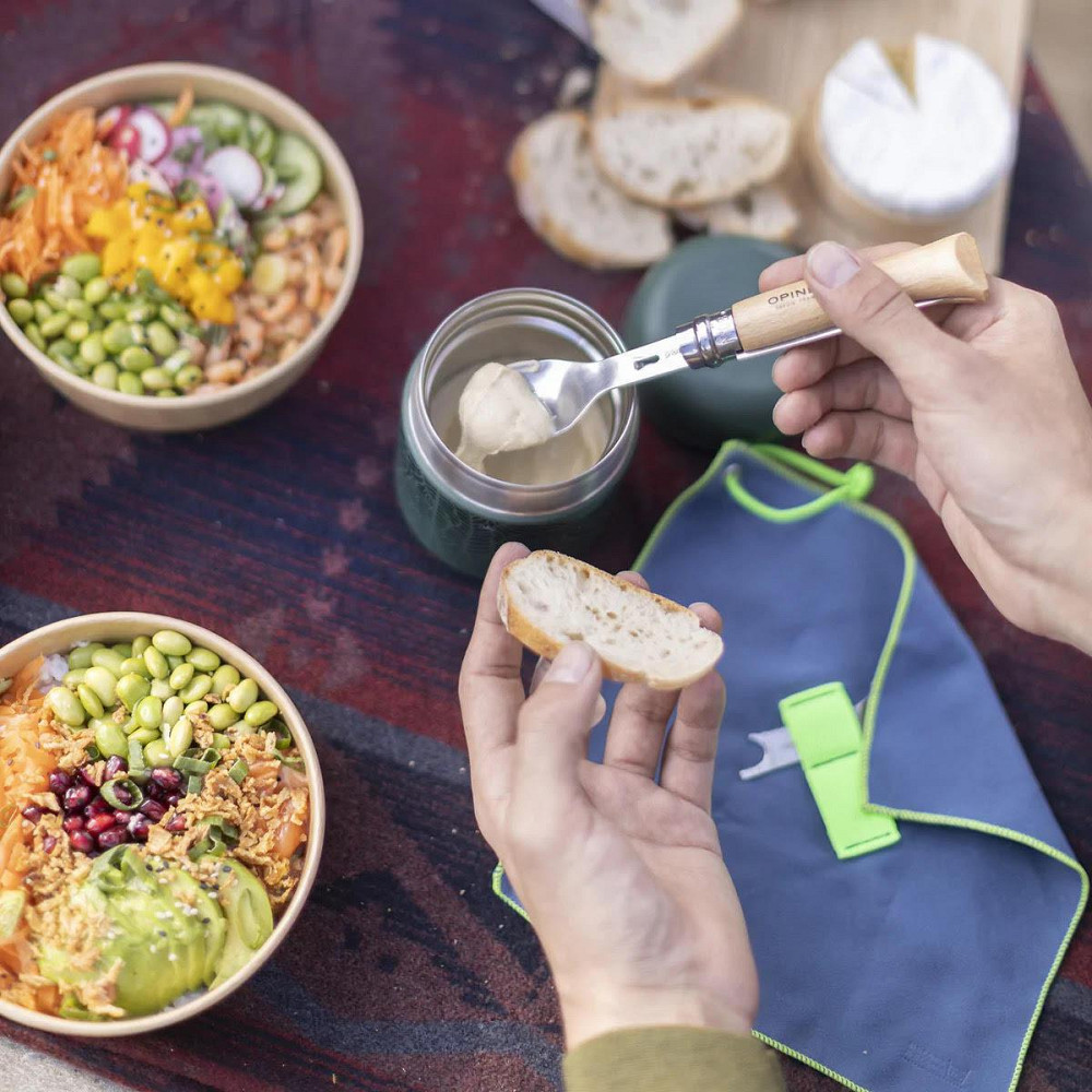 Набор 3в1 Складной Нож - Ложка - Вилка + салфетка для Opinel No.8 