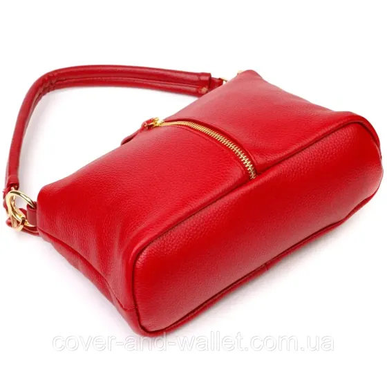 Женская сумка через плечо из натуральной кожи красного цвета Leather Collection Киев
