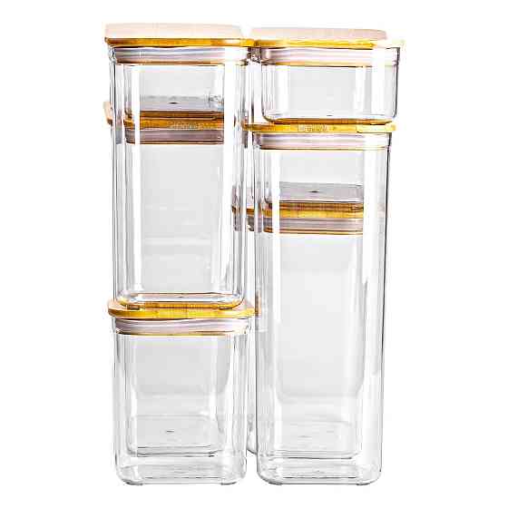 Набір банок для сипучих продуктів 8 штук ємності з бамбуковою кришкою HP-1303 Київ
