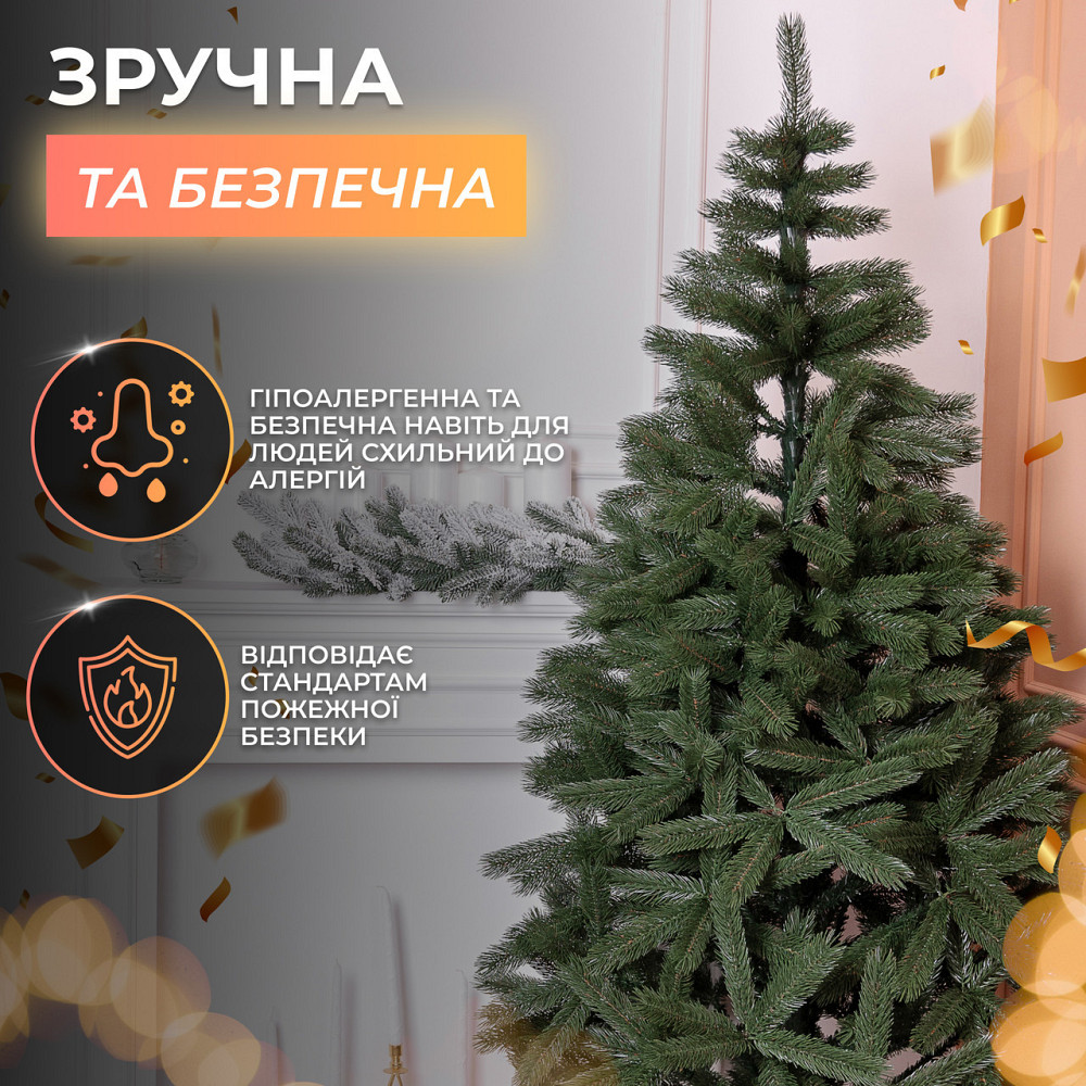 Штучна ялинка 1.3 м зелена, новорічна ялинка Косівська V8 ялинка штучна реалістична Преміум KOS-KOSGR13 Київ - фото 5