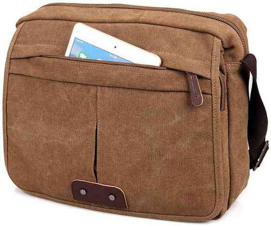 Сумка чоловіча Vintage 14445 текстильна Коричнева Київ