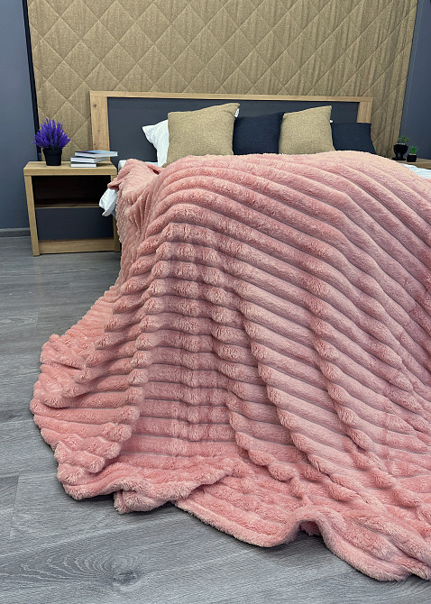 Плед-покривало смужка VIP Шарпей 200х230 см (+-10см) Рожевий (87-140) Київ - фото 7