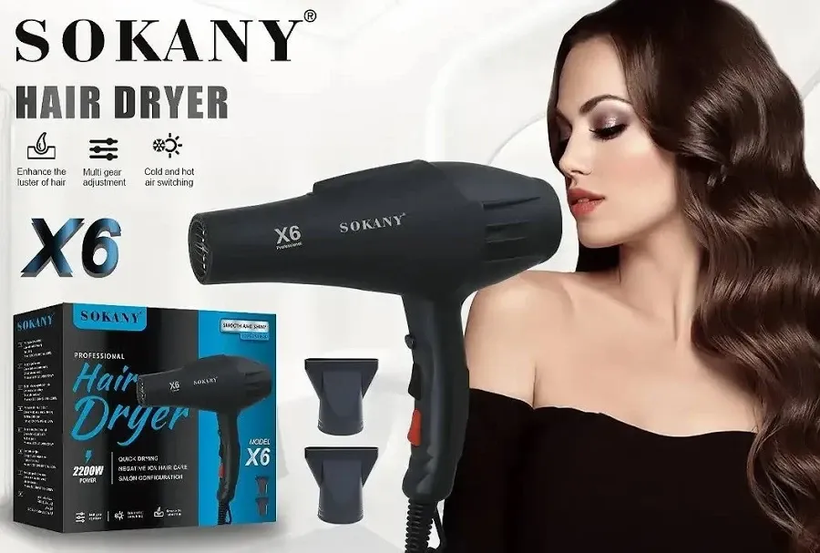 Фен X6 професійний 2200 Вт з AC мотором, 3 швидкості, холодне обдування, захист від перегріву. Одеса - фото 1