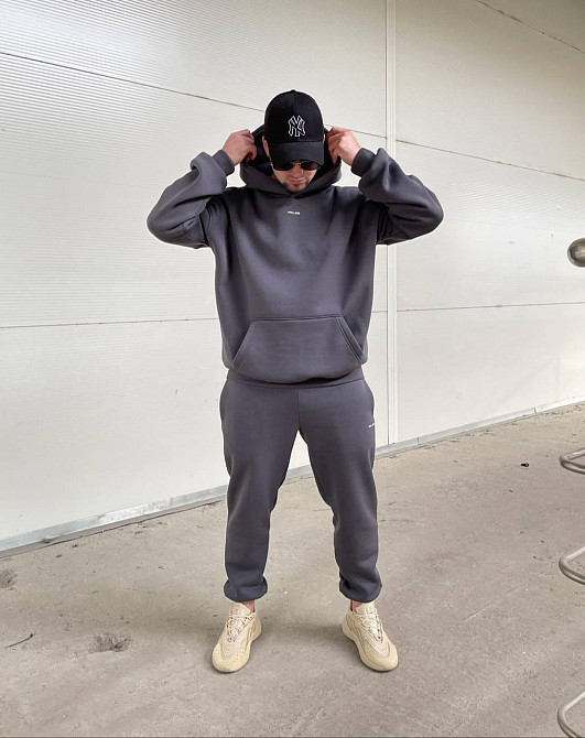 Стильний чоловічий теплий костюм-тринитка на флісі Графіт, 46/48 Одеса - фото 1